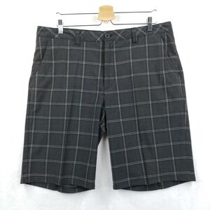 Travis Mathew Golf Shorts Men 38 Gray Check Performance Chino Stretch Pockets‎